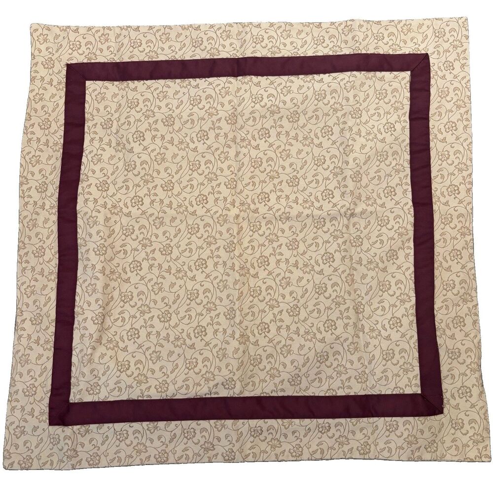 Waverly Floral Damask Tapestry Square Accent Pillow Cover Beige Burgundy
